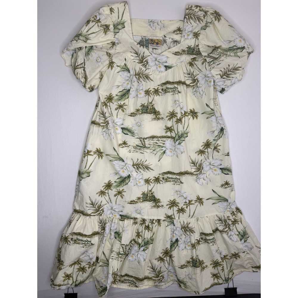 Vintage Winnie Fashion Mumu Hawaiian House Dress L Loungewear Tropical Floral